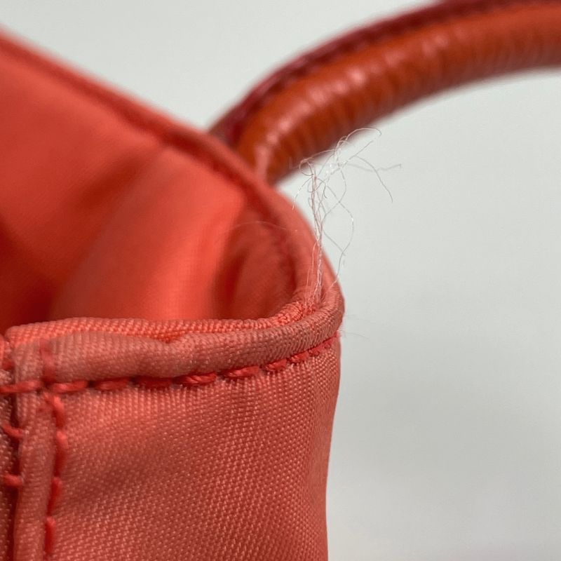 Prada Logo Plate Tote Shoulder Bag Tote Bag Tessuto Nylon Orange Br3855 Women