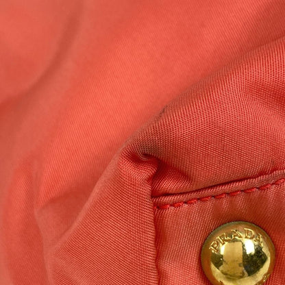 Prada Logo Plate Tote Shoulder Bag Tote Bag Tessuto Nylon Orange Br3855 Women