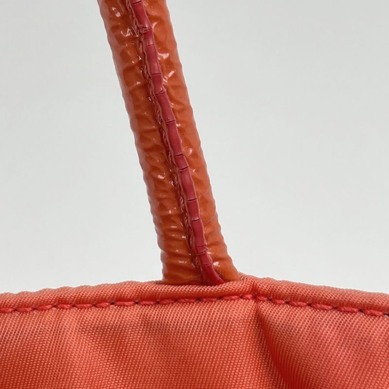 Prada Logo Plate Tote Shoulder Bag Tote Bag Tessuto Nylon Orange Br3855 Women