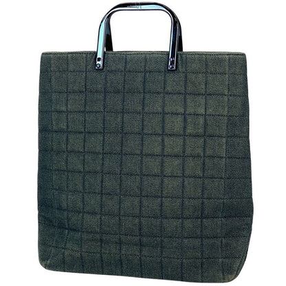 Chanel Chocobar Handbag Coco Mark Tote Handbag Denim Blue Women's