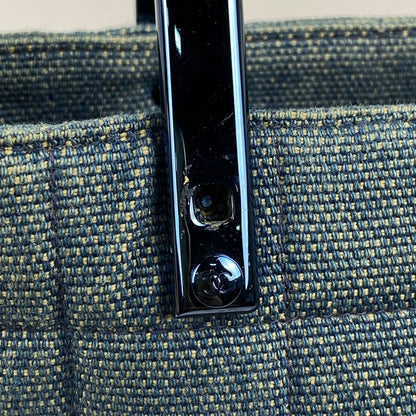 Chanel Chocobar Handbag Coco Mark Tote Handbag Denim Blue Women's