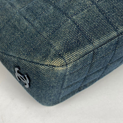 Chanel Chocobar Handbag Coco Mark Tote Handbag Denim Blue Women's