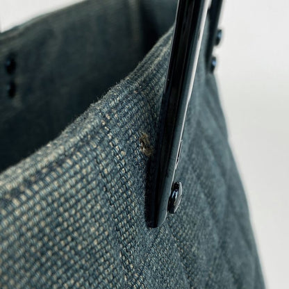 Chanel Chocobar Handbag Coco Mark Tote Handbag Denim Blue Women's