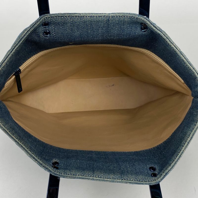 Chanel Chocobar Handbag Coco Mark Tote Handbag Denim Blue Women's