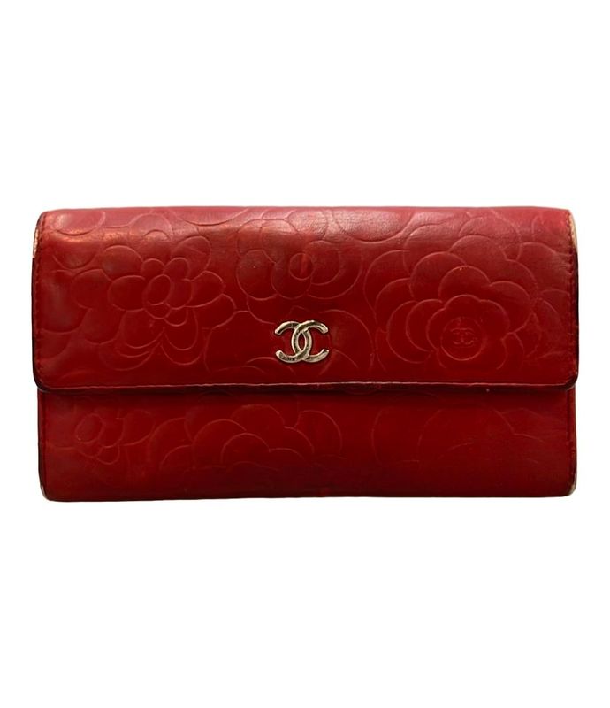 Chanel Long Wallet Camellia Silver Hardware Women Chanel