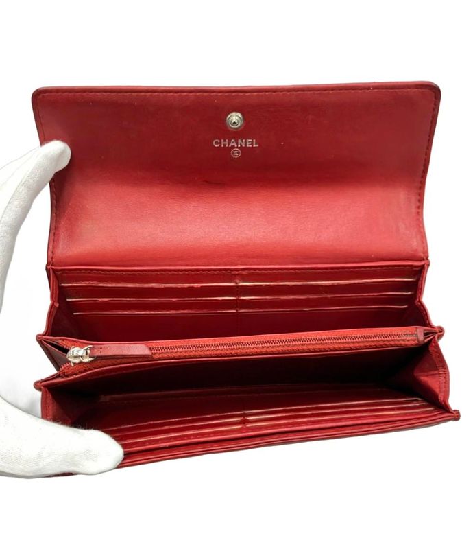 Chanel Long Wallet Camellia Silver Hardware Women Chanel