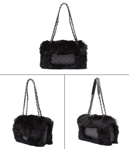 Chanel Chain Shoulder Bag Silver Hardware Fur Matelasse Women's Chanel