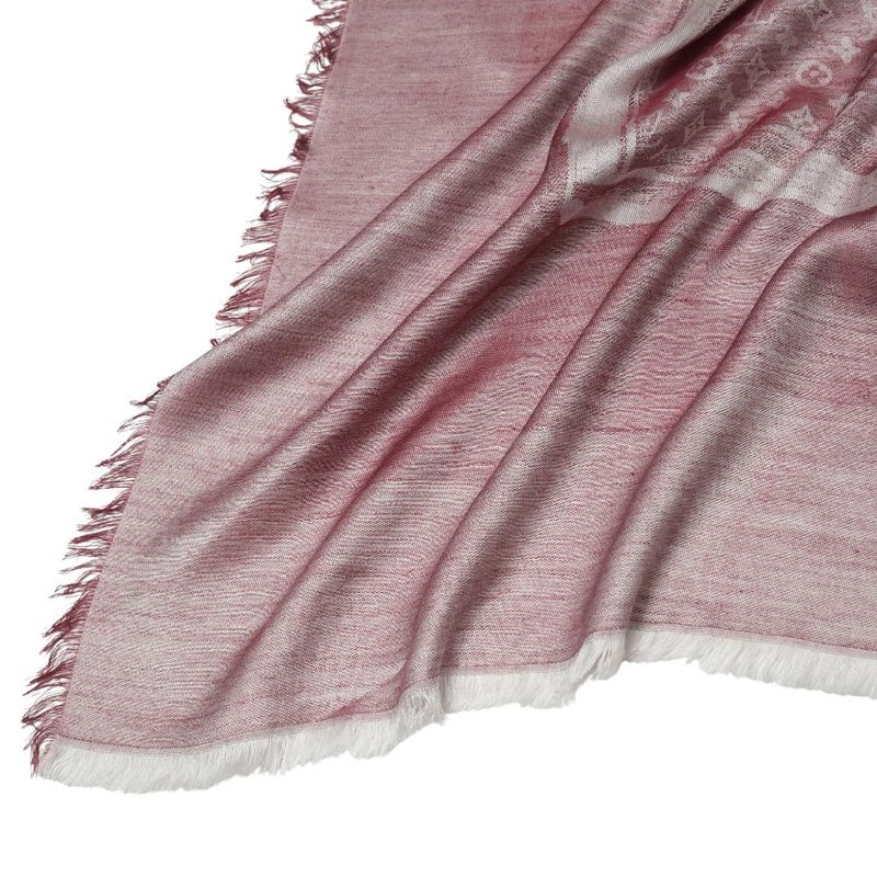 Louis Vuitton Shawl Monogram Steamer Silk And Cashmere Large Fringe Scarf