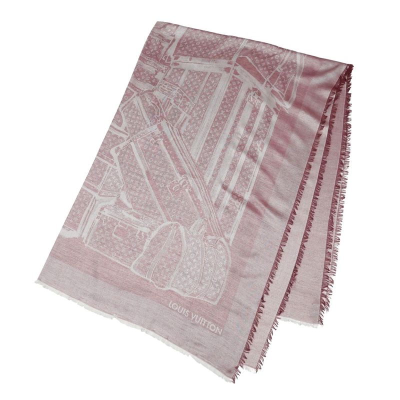 Louis Vuitton Shawl Monogram Steamer Silk And Cashmere Large Fringe Scarf