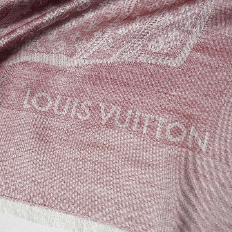 Louis Vuitton Shawl Monogram Steamer Silk And Cashmere Large Fringe Scarf