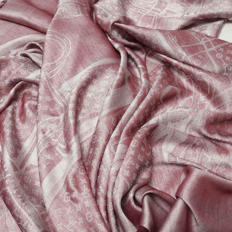 Louis Vuitton Shawl Monogram Steamer Silk And Cashmere Large Fringe Scarf