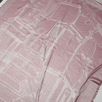 Louis Vuitton Shawl Monogram Steamer Silk And Cashmere Large Fringe Scarf