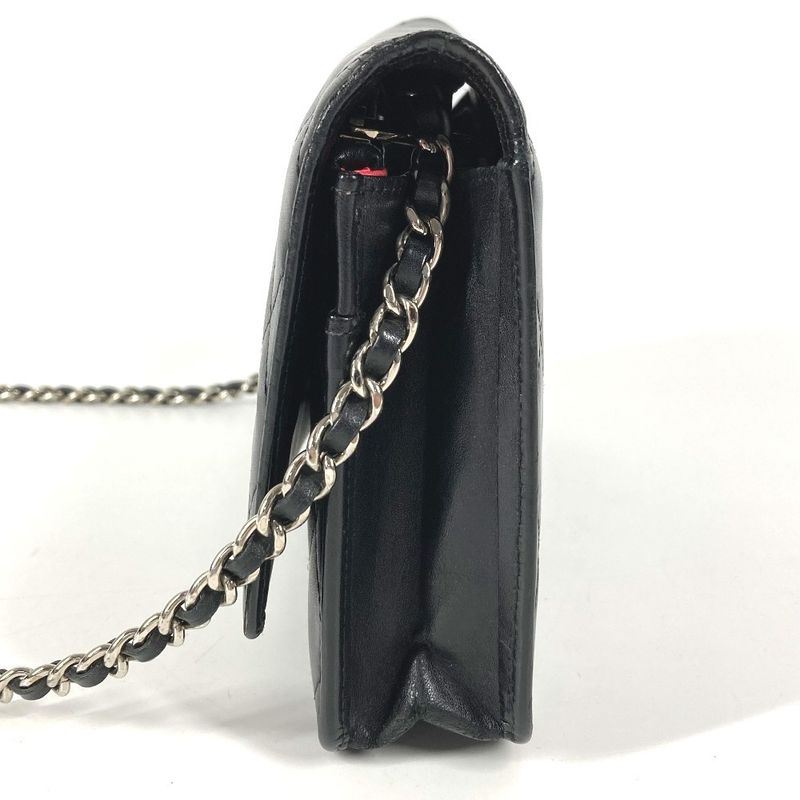 Chanel Shoulder Bag Chain Wallet A46646 Leather Black