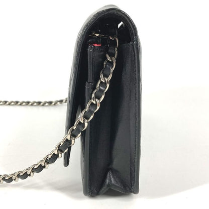 Chanel Shoulder Bag Chain Wallet A46646 Leather Black