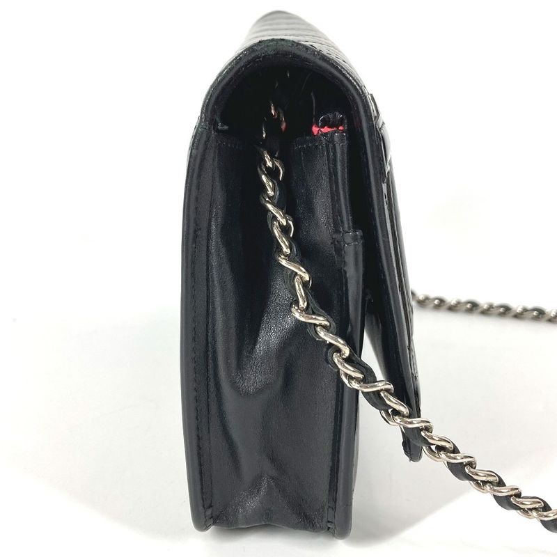 Chanel Shoulder Bag Chain Wallet A46646 Leather Black