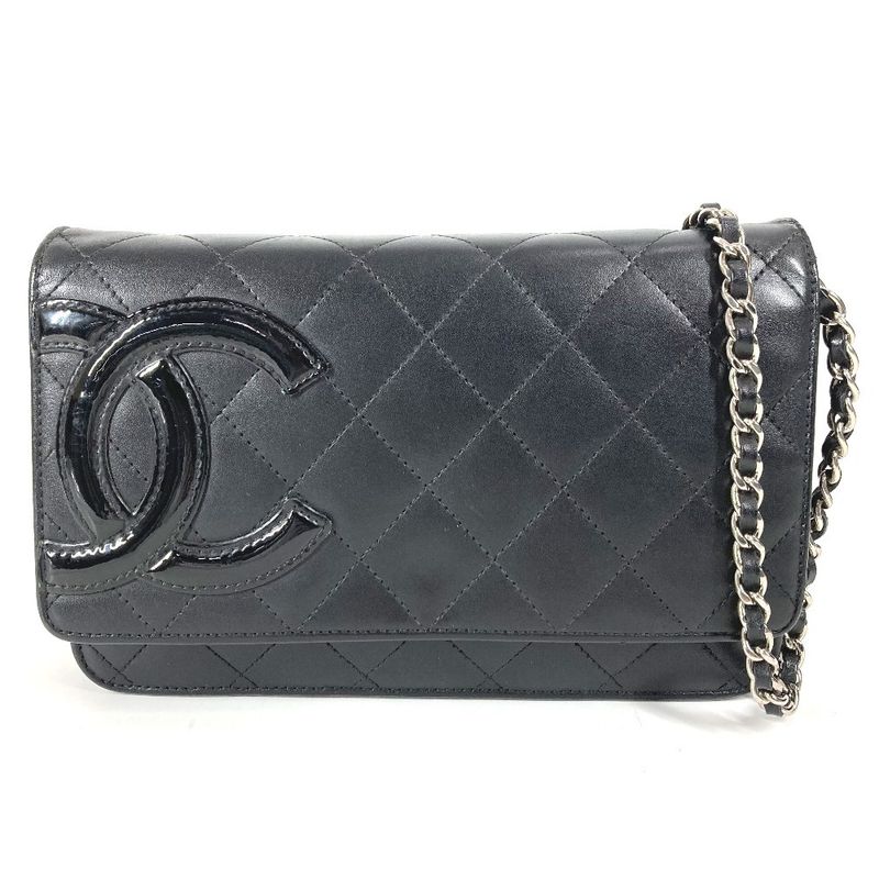 Chanel Shoulder Bag Chain Wallet A46646 Leather Black