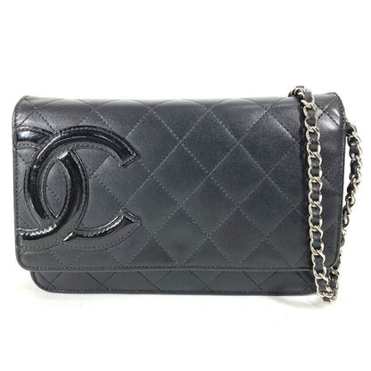 Chanel Shoulder Bag Chain Wallet A46646 Leather Black