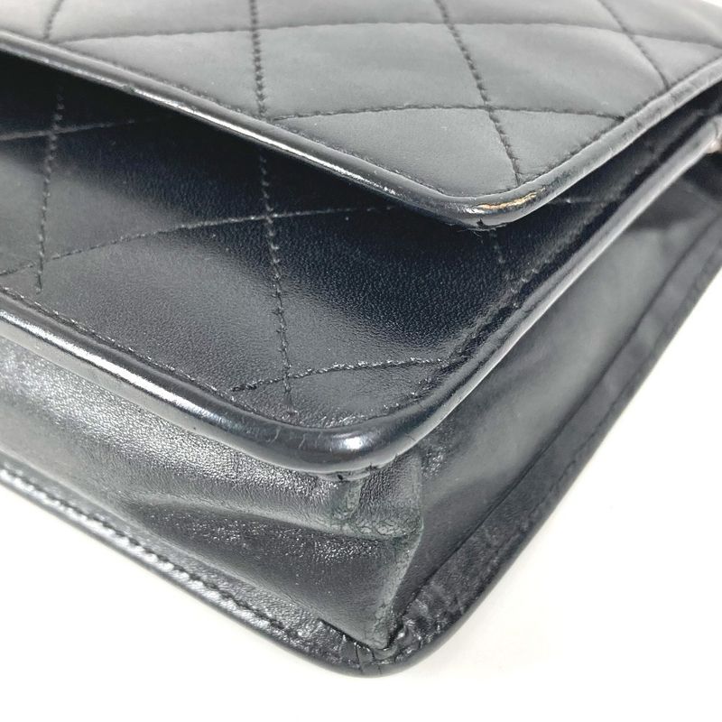 Chanel Shoulder Bag Chain Wallet A46646 Leather Black