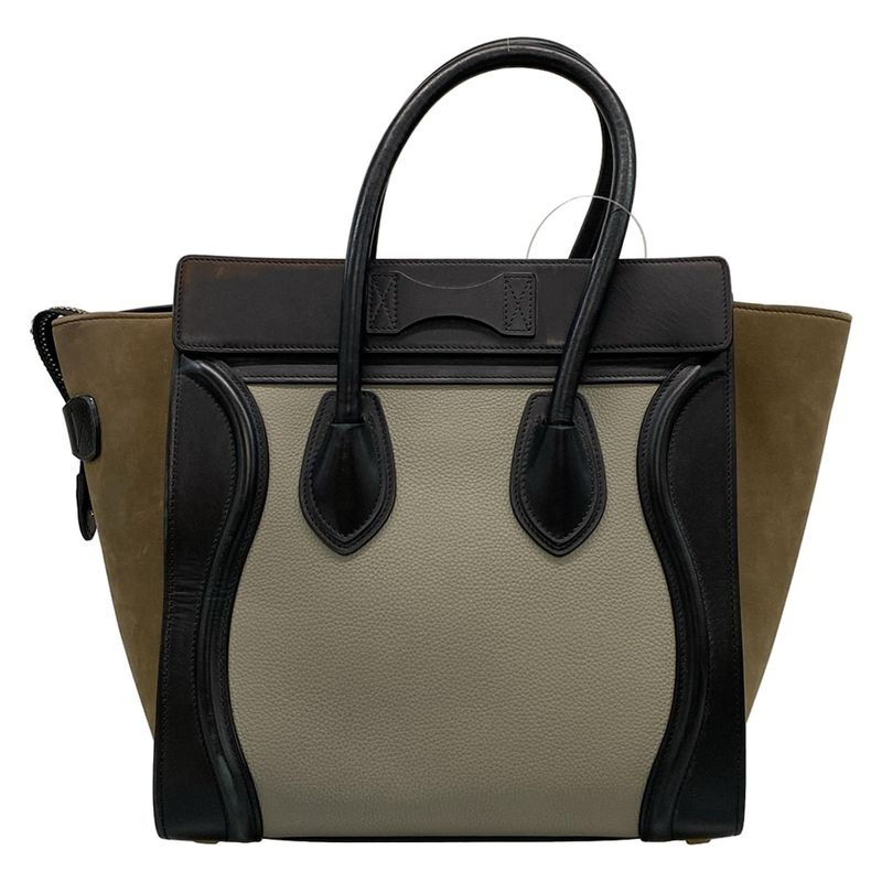 Celine Handbag Luggage Micro Shopper Gray X Khaki X Black