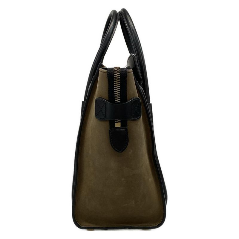 Celine Handbag Luggage Micro Shopper Gray X Khaki X Black