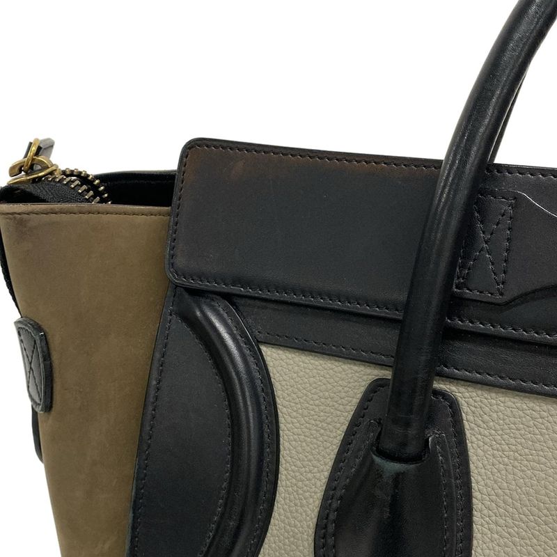 Celine Handbag Luggage Micro Shopper Gray X Khaki X Black
