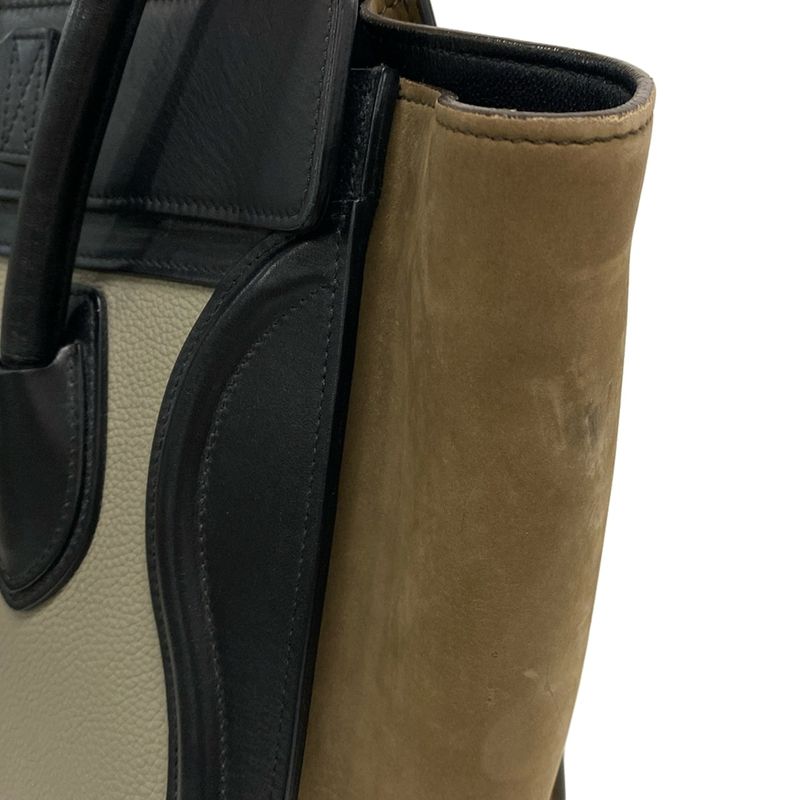 Celine Handbag Luggage Micro Shopper Gray X Khaki X Black