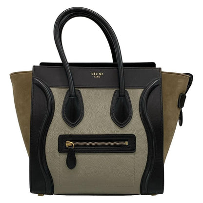 Celine Handbag Luggage Micro Shopper Gray X Khaki X Black