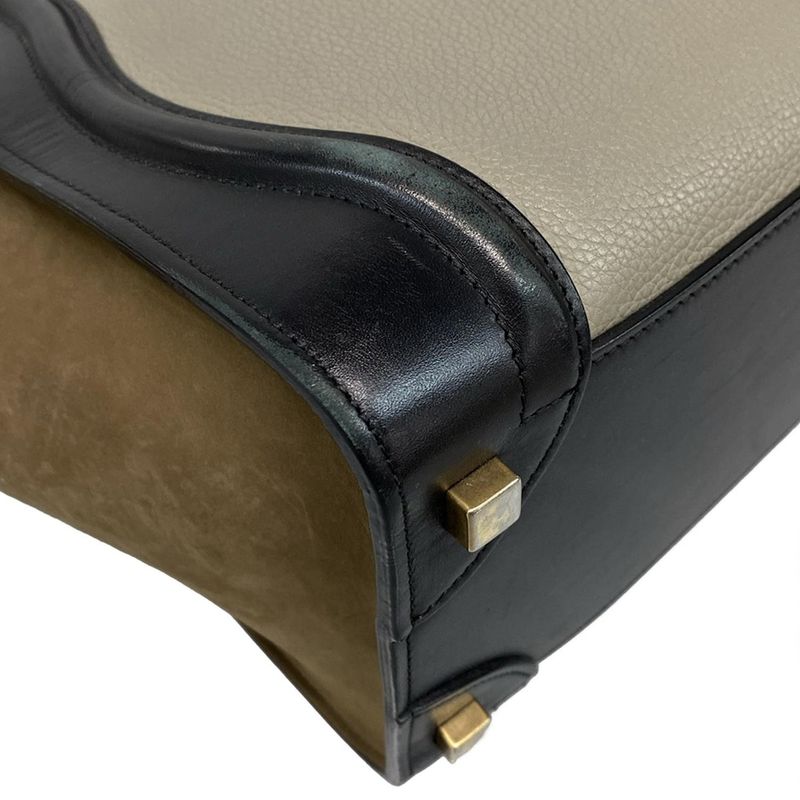 Celine Handbag Luggage Micro Shopper Gray X Khaki X Black