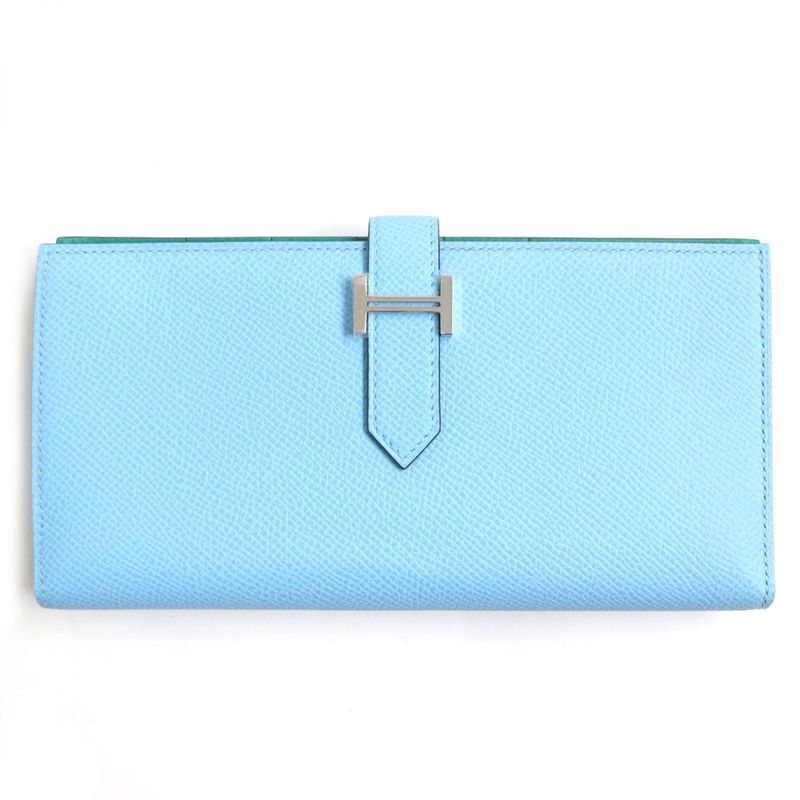  Hermes Bearn Souffle Bicolor Vaux Epson Leather Wallet / Bifold Long Wallet