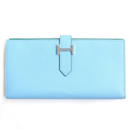  Hermes Bearn Souffle Bicolor Vaux Epson Leather Wallet / Bifold Long Wallet