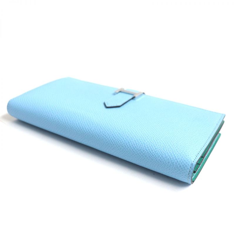  Hermes Bearn Souffle Bicolor Vaux Epson Leather Wallet / Bifold Long Wallet