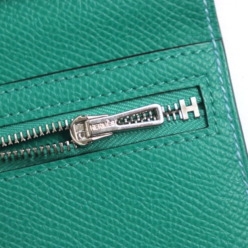  Hermes Bearn Souffle Bicolor Vaux Epson Leather Wallet / Bifold Long Wallet