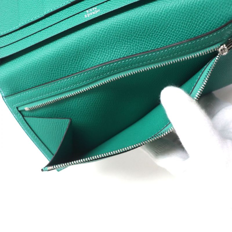  Hermes Bearn Souffle Bicolor Vaux Epson Leather Wallet / Bifold Long Wallet