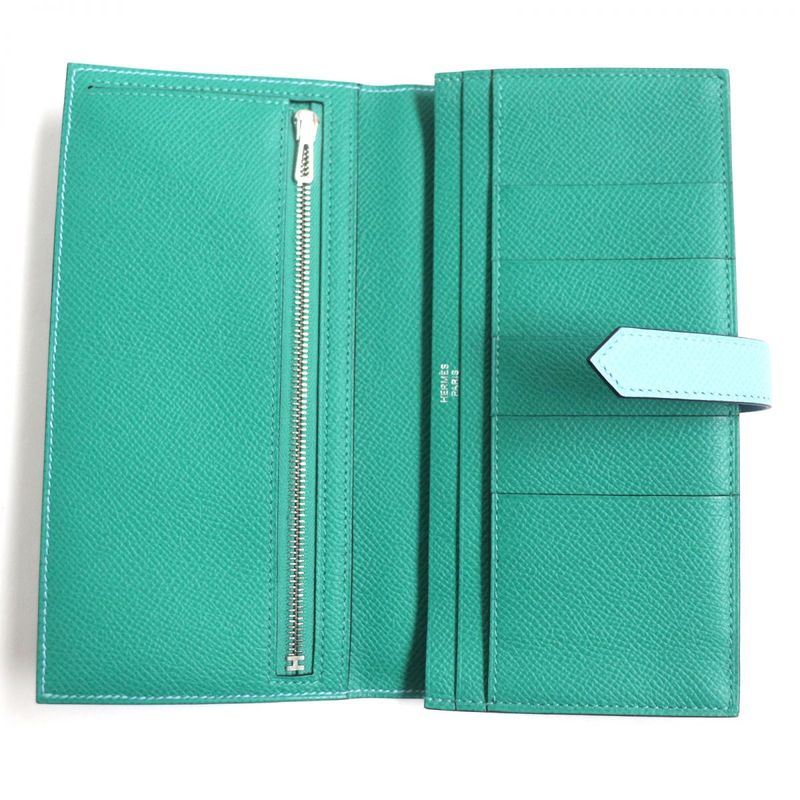  Hermes Bearn Souffle Bicolor Vaux Epson Leather Wallet / Bifold Long Wallet