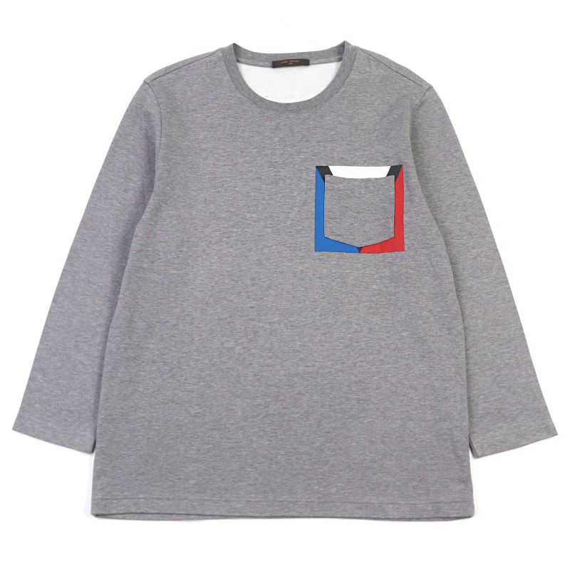 Louis Vuitton 13wjck Gaston V Crew Neck Long Sleeve T-shirt With Pocket Grayish