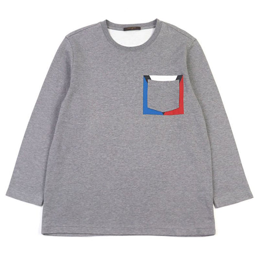 Louis Vuitton 13wjck Gaston V Crew Neck Long Sleeve T-shirt With Pocket Grayish