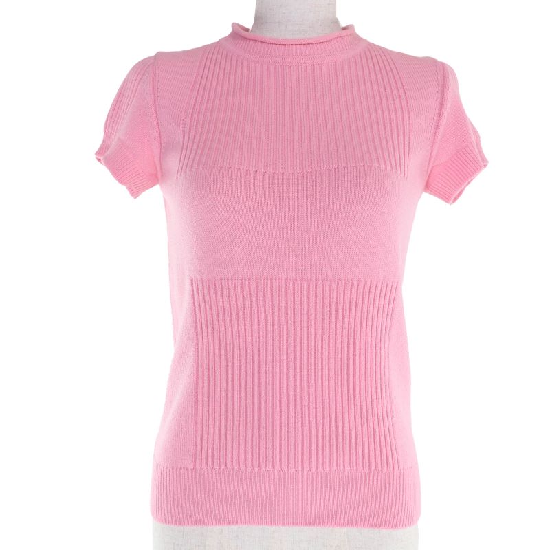 Hermes 21AW 100% Cashmere Short Sleeve Knit With H Logo Design Short Sleeve