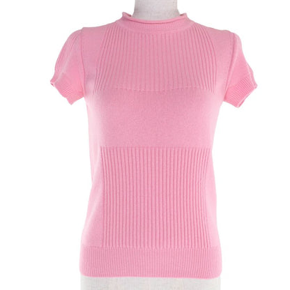 Hermes 21AW 100% Cashmere Short Sleeve Knit With H Logo Design Short Sleeve