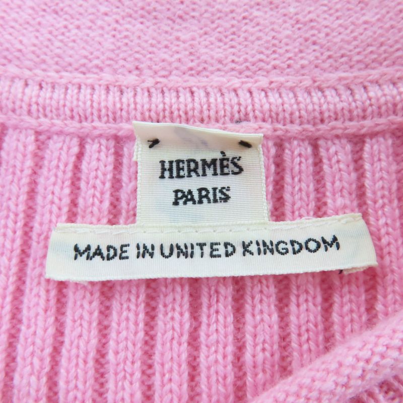 Hermes 21AW 100% Cashmere Short Sleeve Knit With H Logo Design Short Sleeve