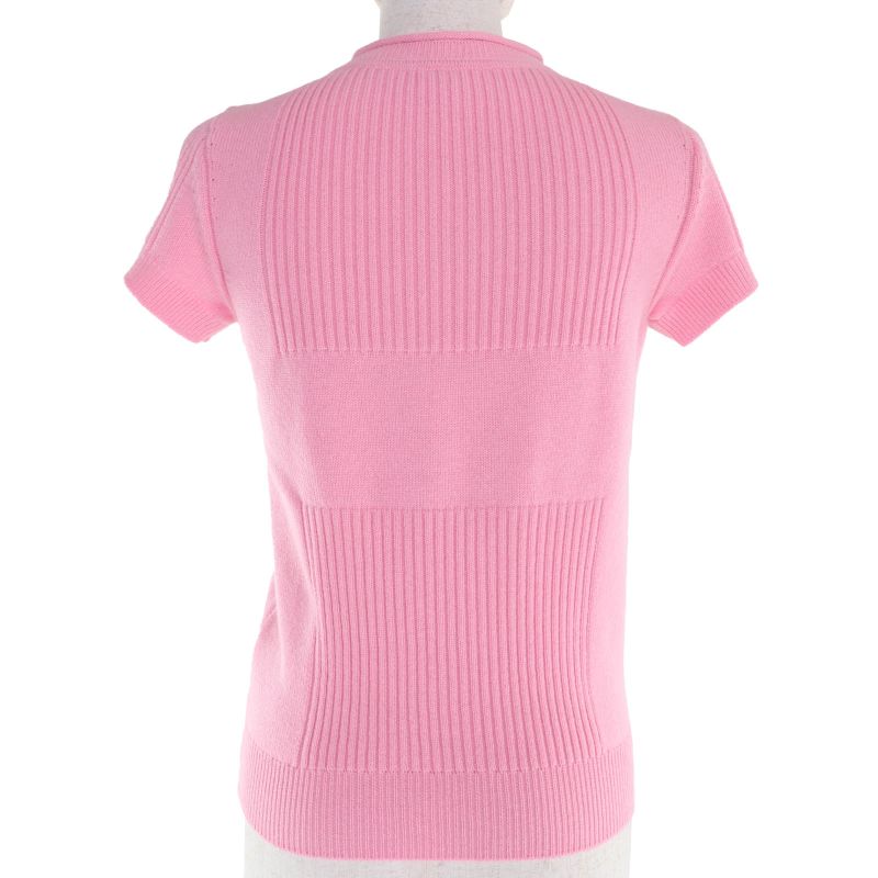 Hermes 21AW 100% Cashmere Short Sleeve Knit With H Logo Design Short Sleeve