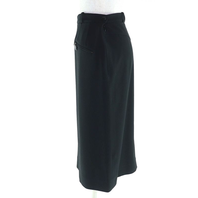 Hermes Vintage Wool H Button Long Tight Skirt Black 40 Made In France Genuine