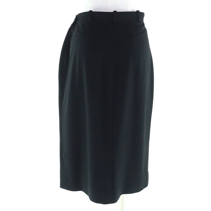 Hermes Vintage Wool H Button Long Tight Skirt Black 40 Made In France Genuine