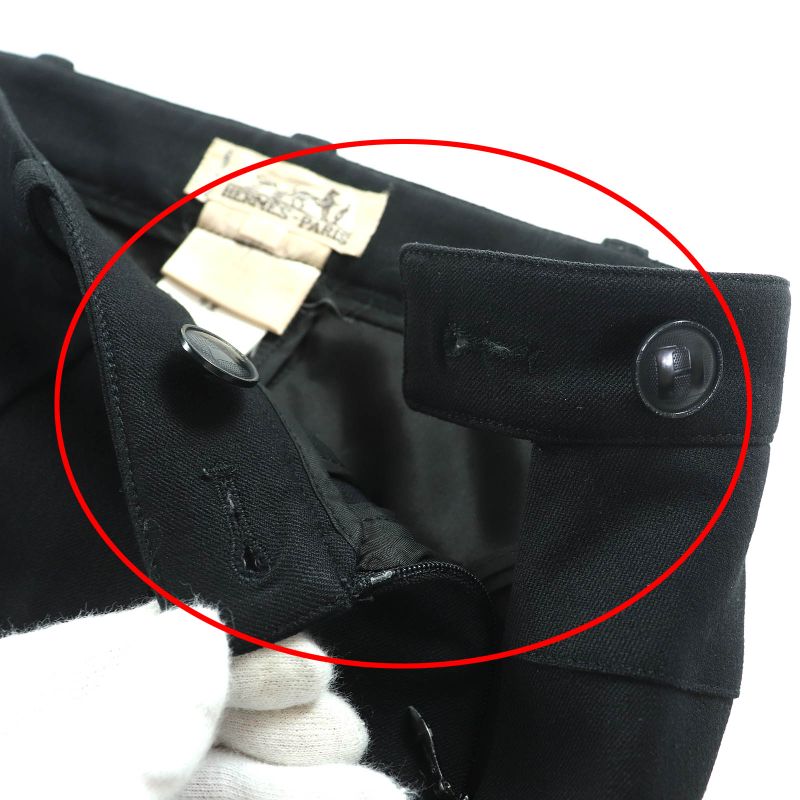 Hermes Vintage Wool H Button Long Tight Skirt Black 40 Made In France Genuine