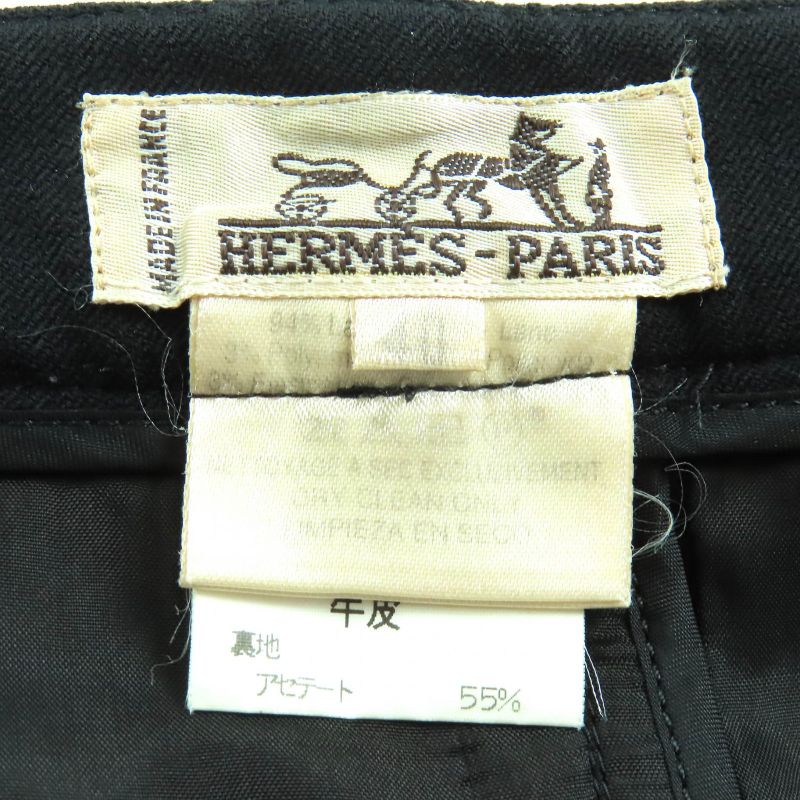 Hermes Vintage Wool H Button Long Tight Skirt Black 40 Made In France Genuine