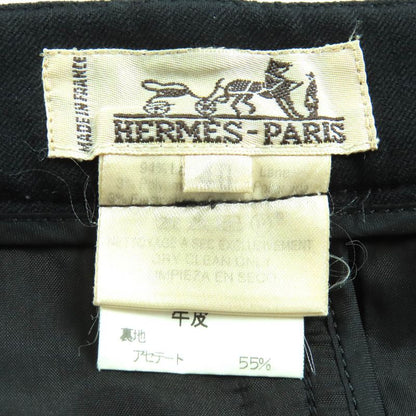 Hermes Vintage Wool H Button Long Tight Skirt Black 40 Made In France Genuine