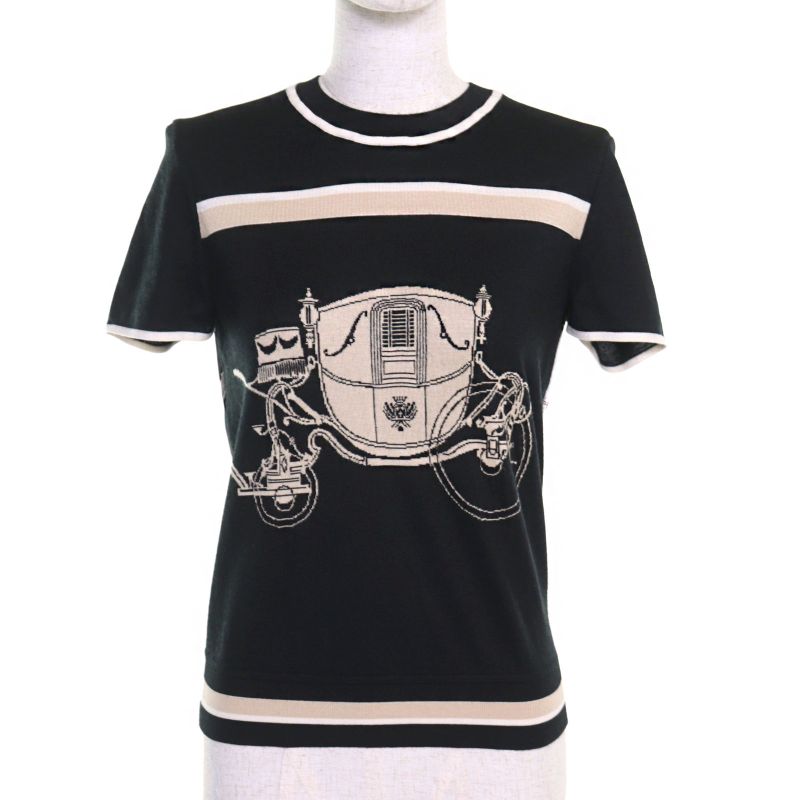 Hermes 23SS 3e2800d7 Ex-libris Cashmere Silk Twill Raine Carriage Print Short