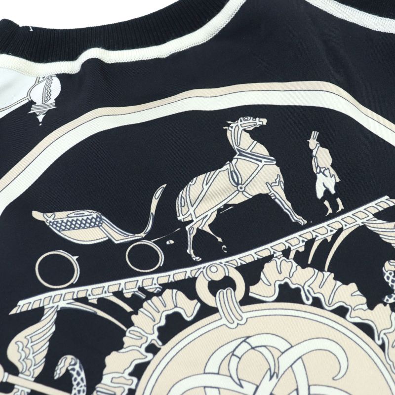 Hermes 23SS 3e2800d7 Ex-libris Cashmere Silk Twill Raine Carriage Print Short