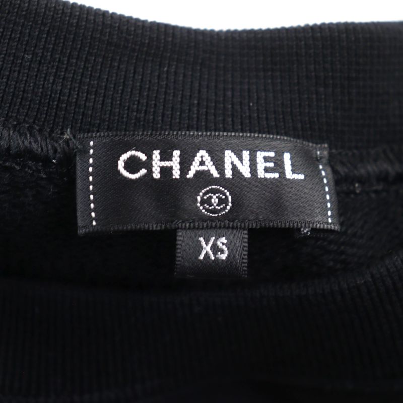 CHANEL P57840 100% Cotton Raglan Sleeve Crew Neck Sweatshirt Top With Coco Mark