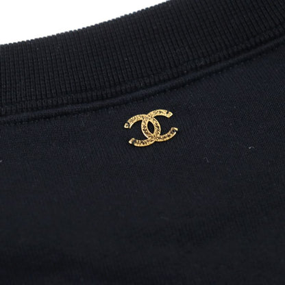 CHANEL P57840 100% Cotton Raglan Sleeve Crew Neck Sweatshirt Top With Coco Mark