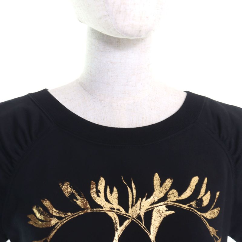 CHANEL P57840 100% Cotton Raglan Sleeve Crew Neck Sweatshirt Top With Coco Mark